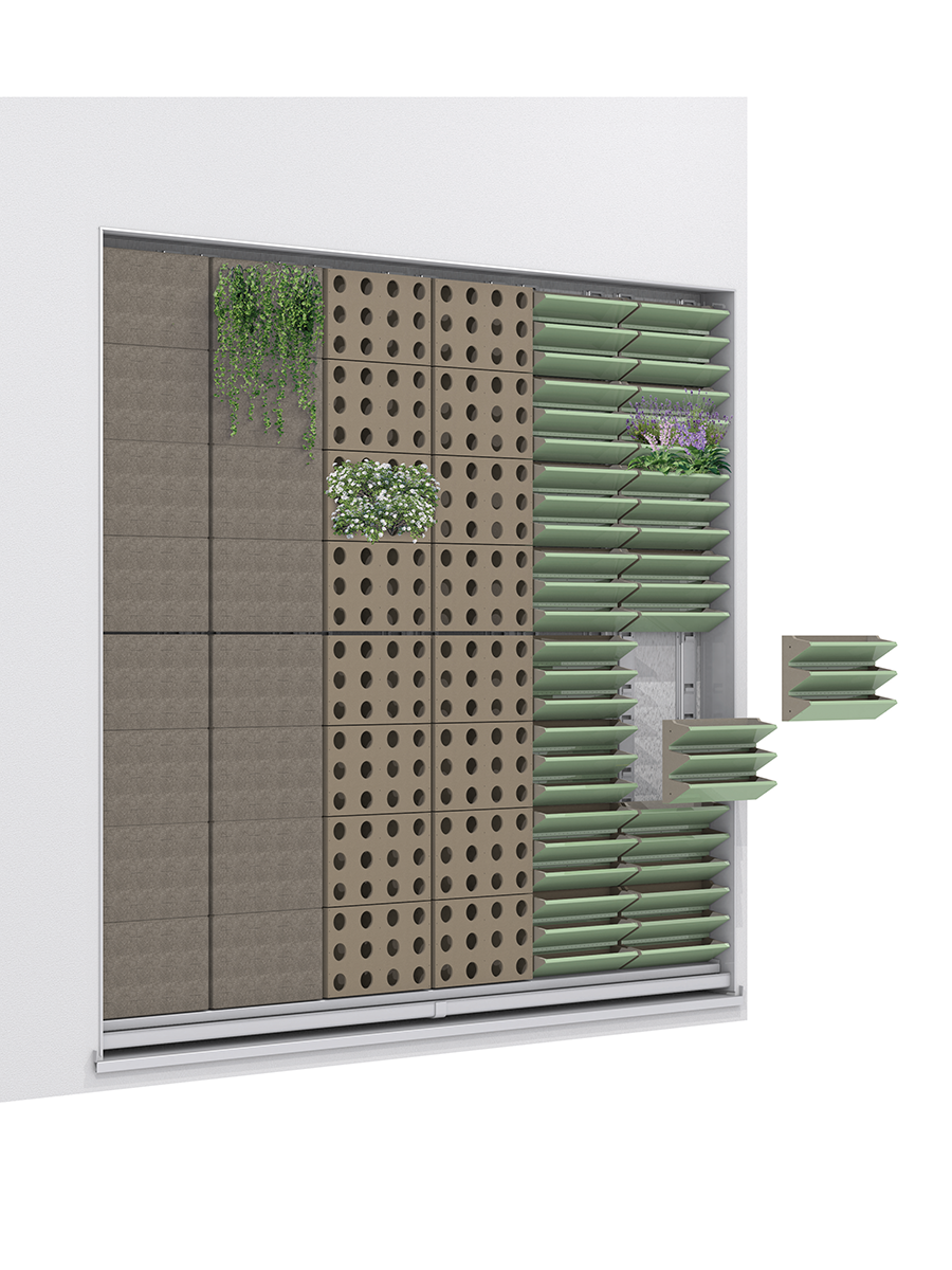 Wandgebunden Begrünung PLANT WALL - Verbindung mit Rinnensystem