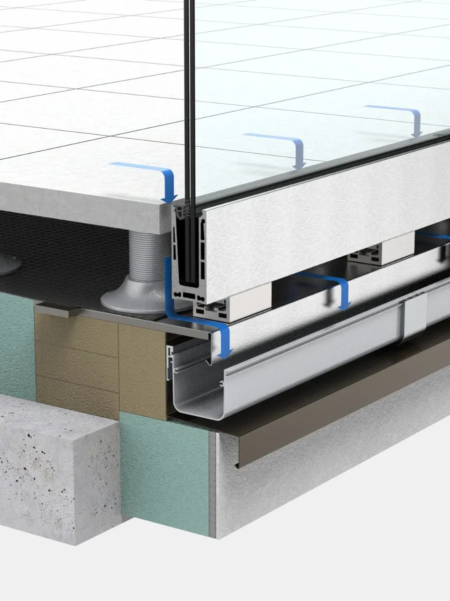 Ganzglasgeländer VISIOPLAN kombiniert mit CONECT und AQUA VIVA PRO