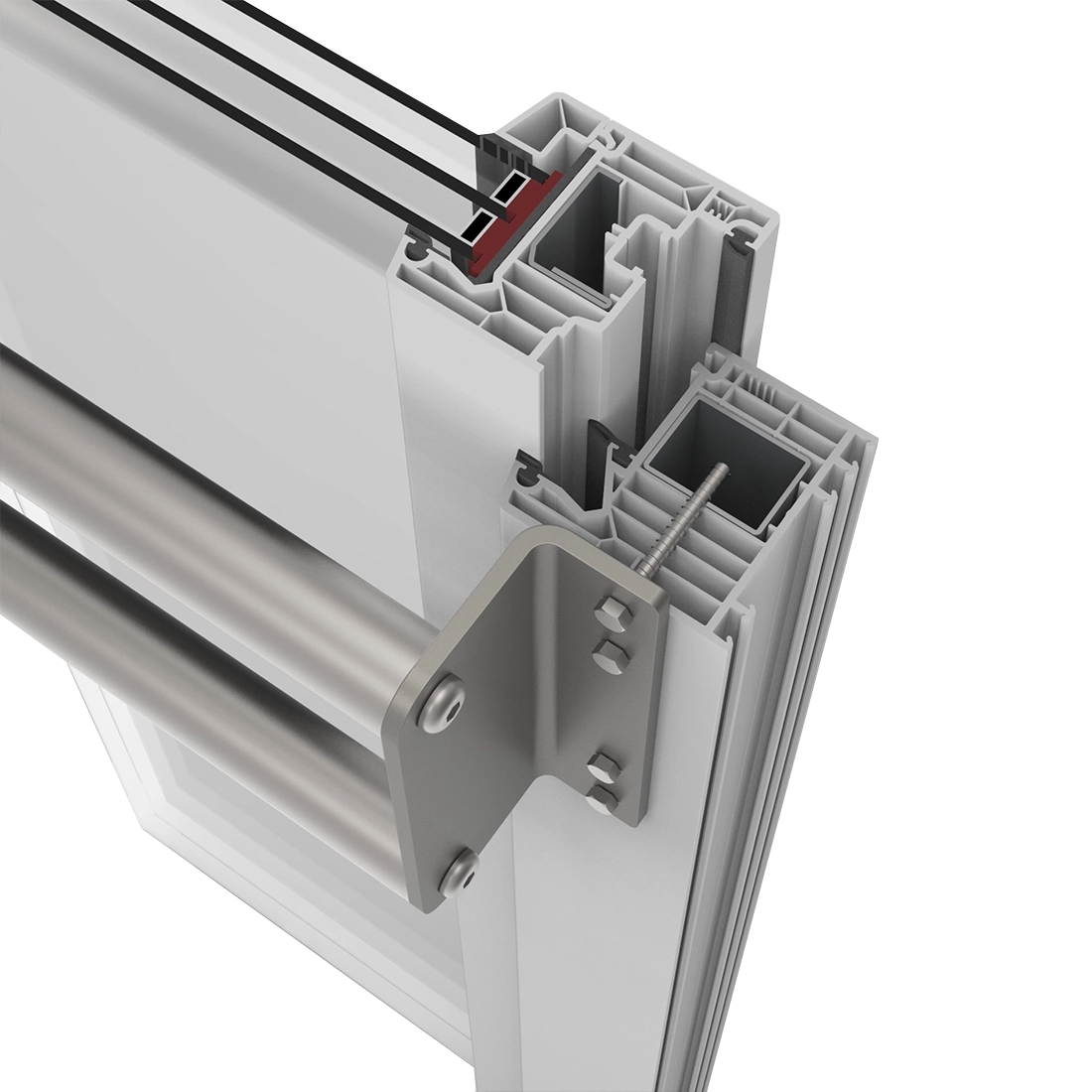 Stangenabsturzsicherung HASTA - Befestigung auf Kunststoffenster